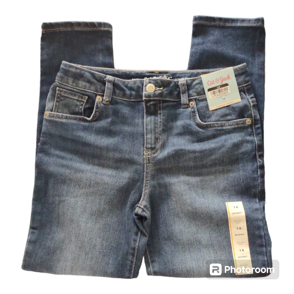 Cat & Jack Girls' Mid-Rise Ultimate Stretch Skinny Jeans- Sz 14 - Picture 10 of 11